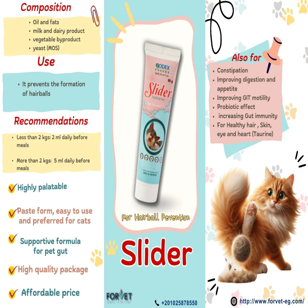 Slider Anti Hairball Paste For Cats 60 G