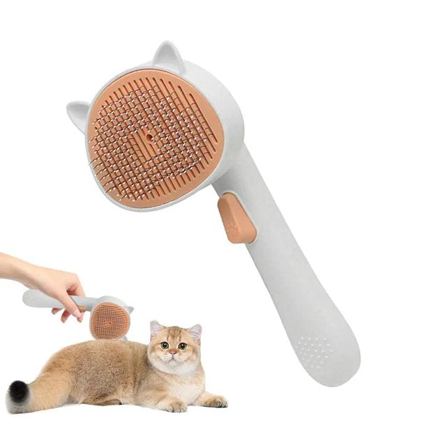 Pet Brush with Ear Design Self Cleaning for Cats & Dogs