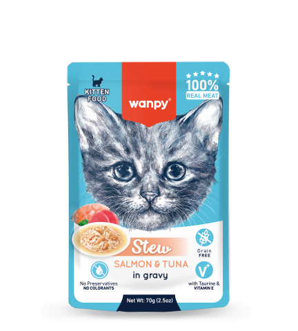 Wanpy Stew in gravy - Salmon & Tuna (for kitten) 70G
