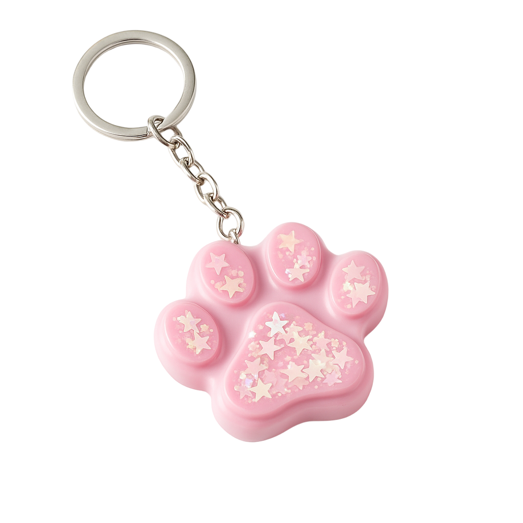 Pink Glitter Paw Keychain – Stylish Accessory for Pet Parents