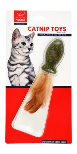 Nunbell Fish Shaped Catnip Toy with Feathers