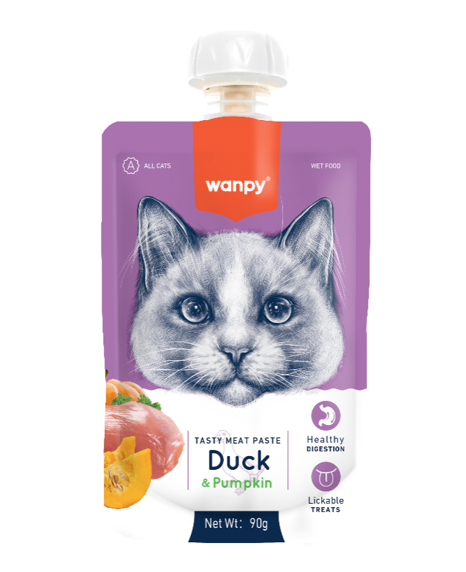 Wanpy Tasty Meat Paste Duck & Pumpkin for Cats 90G