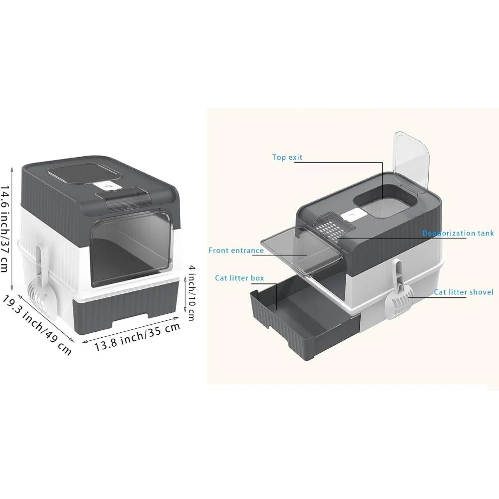 Large Cat Litter Box with Drawer and Scoop (35*14*49) Cm