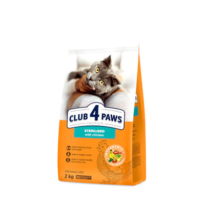 CLUB 4 PAWS PREMIUM for adult cats STERILISED With Chicken