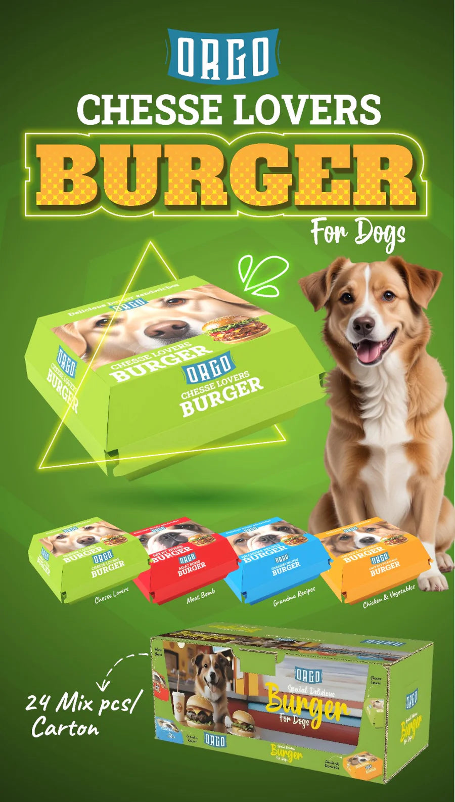 Orgo Treats Dog Burger Different Flavors 2 Pices