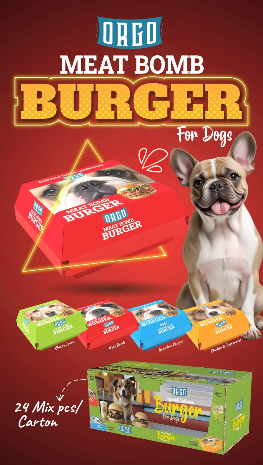 Orgo Treats Dog Burger Different Flavors 2 Pices