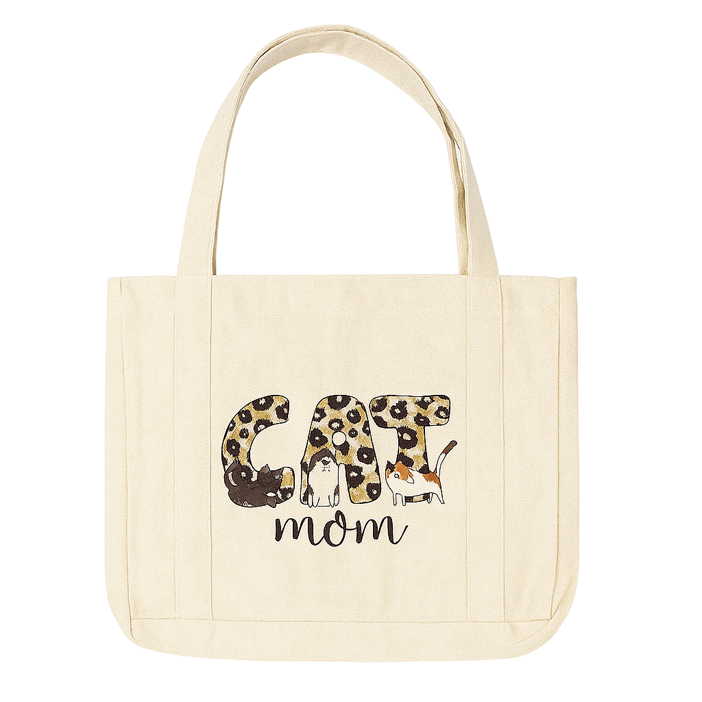 Cat Mom Canvas Tote Bag