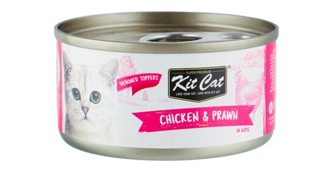 Kit Cat Deboned Toppers wet Cat Food with Chicken & Prawn in Aspic 80G