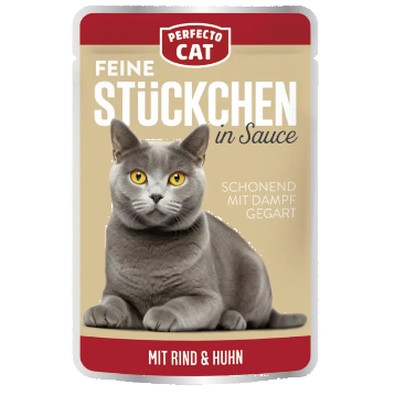 Perfecto Cat Feine Stuckchen in Sobe mit Rind & Huhn 100g