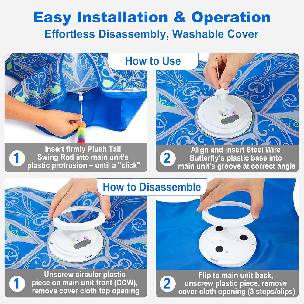 Interactive Cat Toy Rechargeable Touch Activated Hide and Seek Kitten Toy with Fluttering