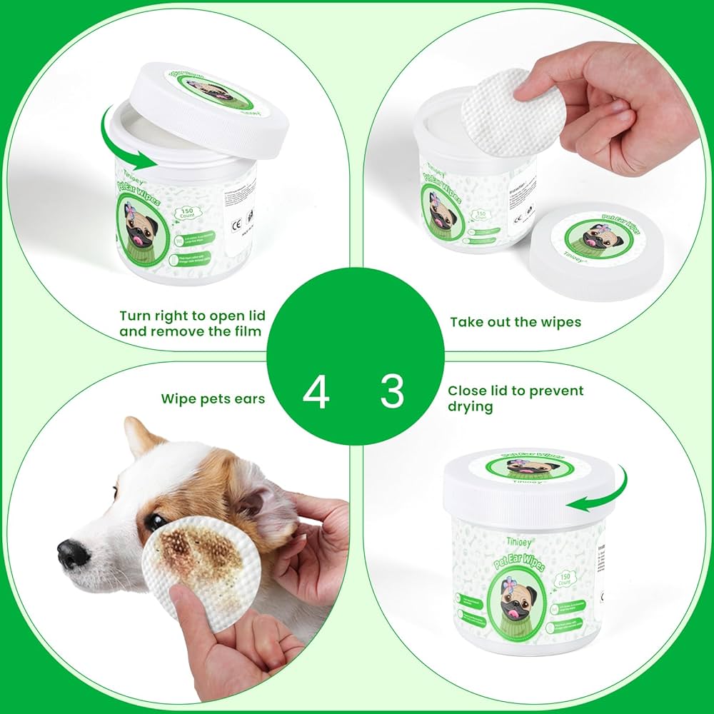 Tinioey Pet Ear Cleaning Wipes 150pcs