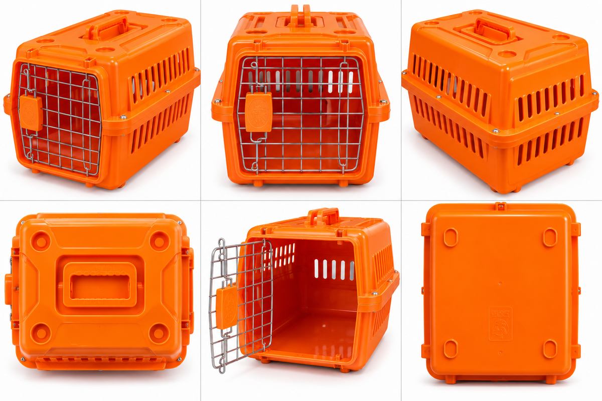 Hard-Shell Pet Carrier with Metal Door for Cats & Small Dogs