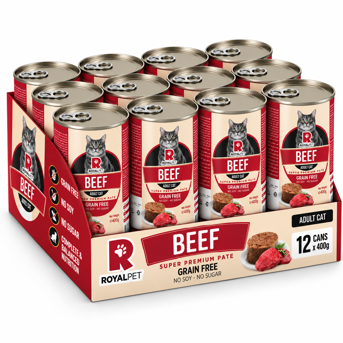 RoyalPet Beef Adult Cat Wet Food – 12 × 400g
