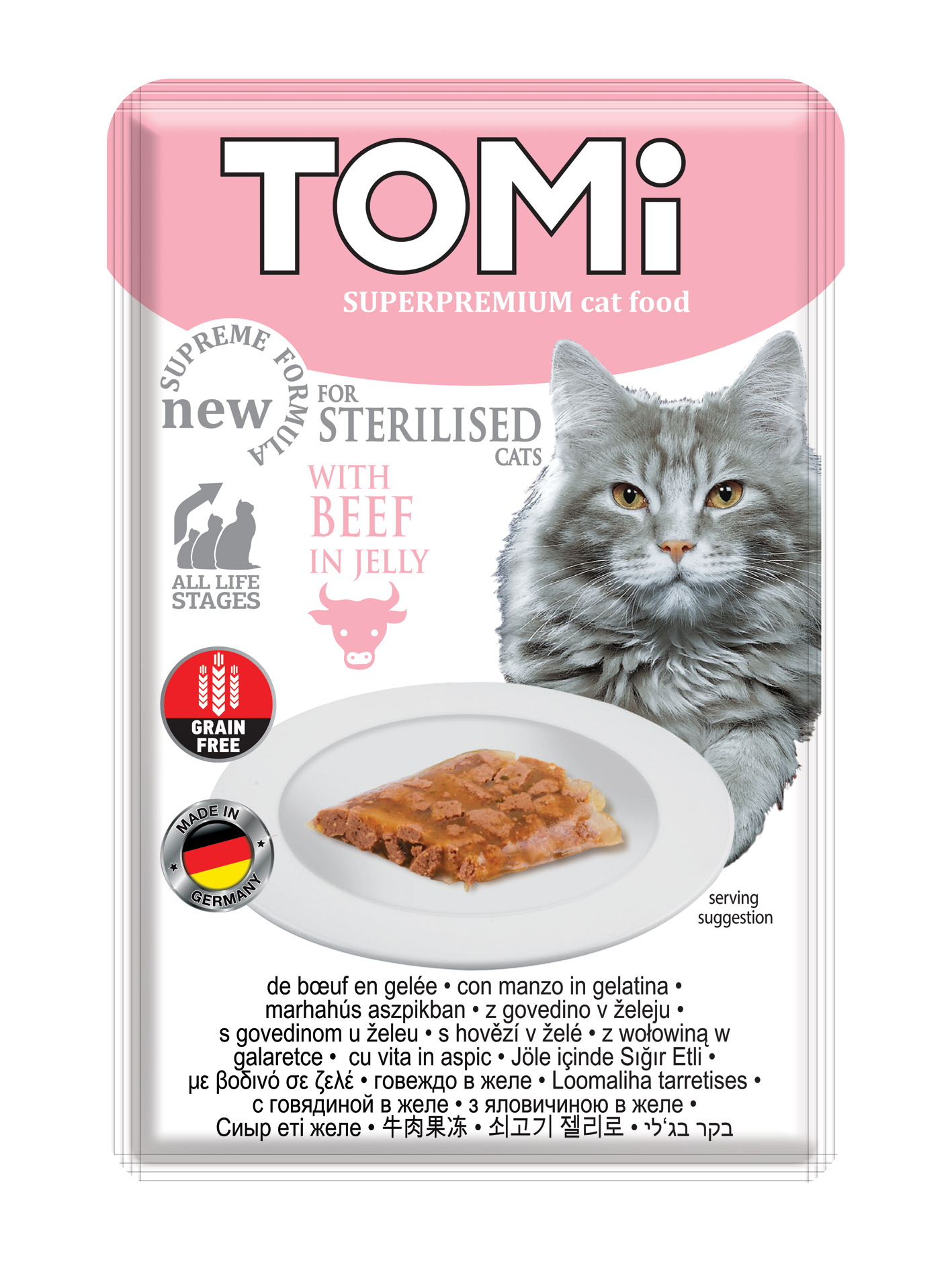 Tomi with Beef for Sterilised Cats in Jelly (85G)