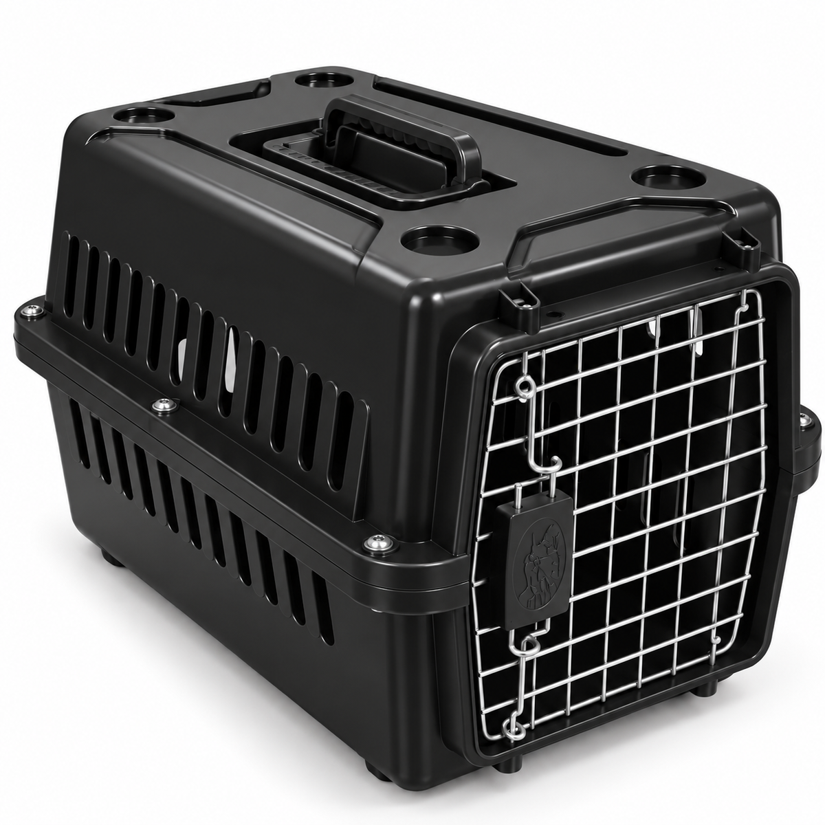 Hard-Shell Pet Carrier with Metal Door for Cats & Small Dogs