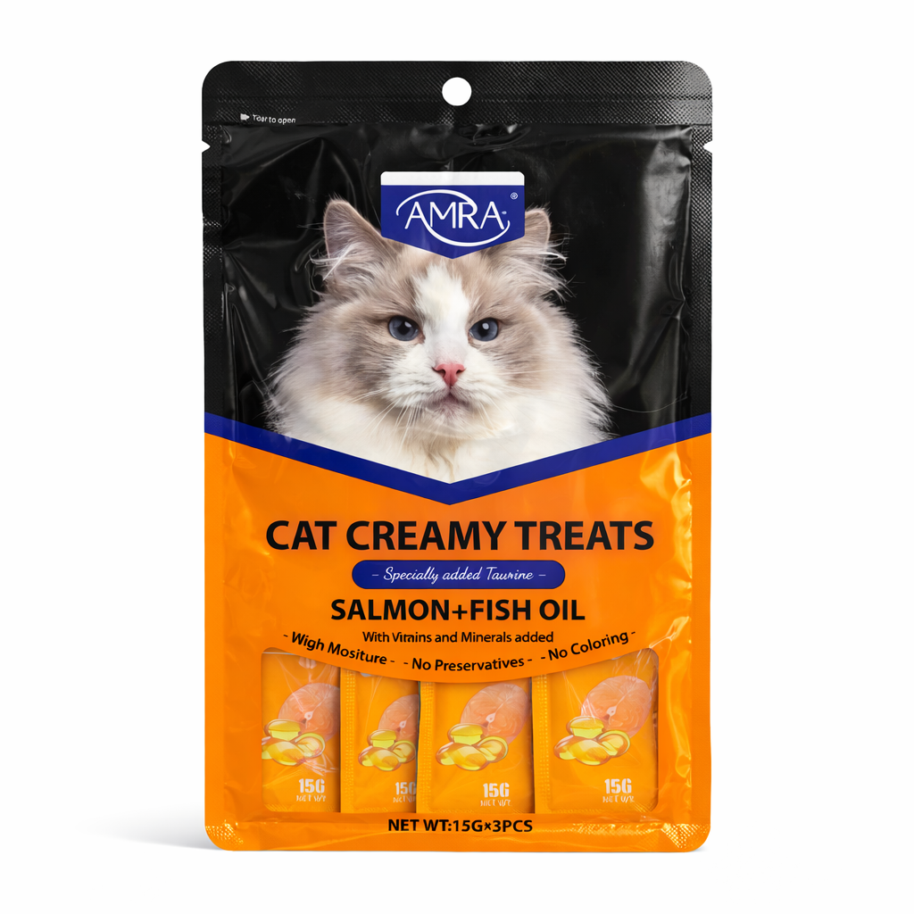 Amna Cat Creamy Treats with Fish Oil & Salmon 15Gx5pcs