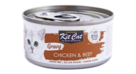 Kit Cat Chicken & Beef Wet Food with Taurine in Gravy 70G