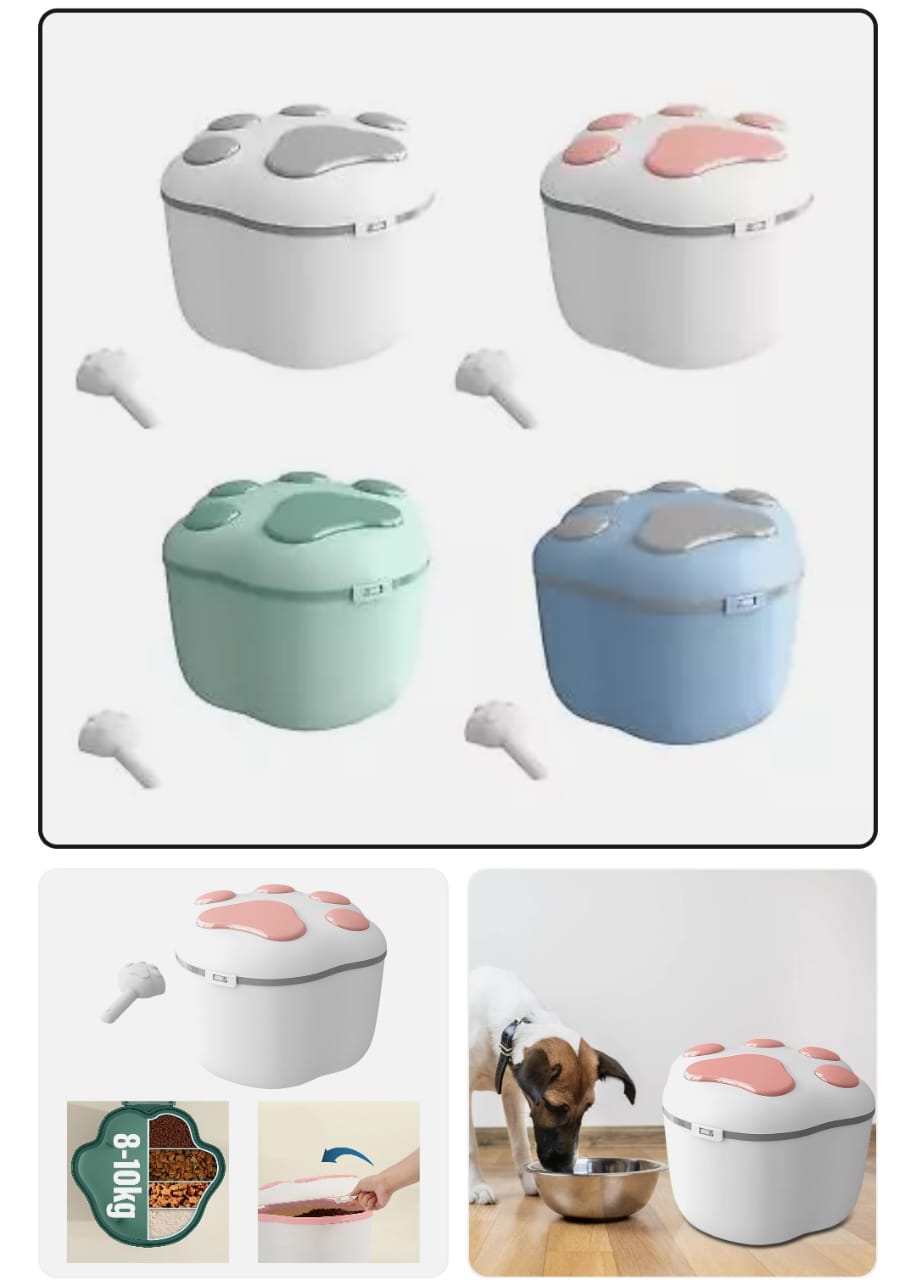 Pet Food Storage Container – Cute Paw Design (Up to 8KG)