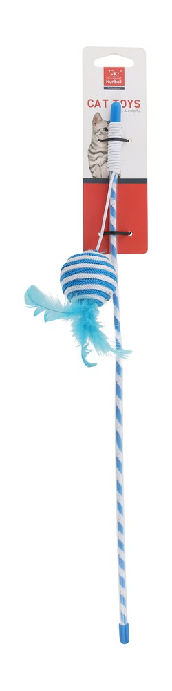 Nunbell Cat Toy Stick with Ball Blue