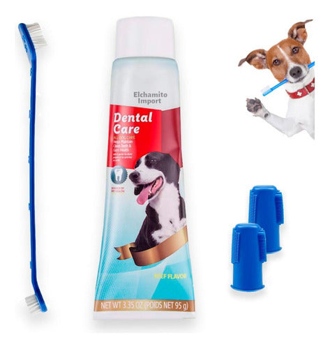Dog Dental Care Kit – Toothpaste & Toothbrush Set with Finger Brushes 95G