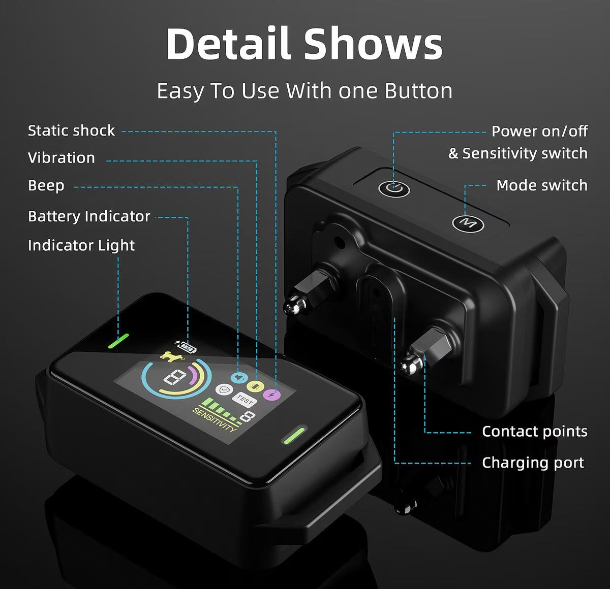 Bousnic Smart Bark Collar Waterproof Automatic Bark Control Dog Training Collar, Black