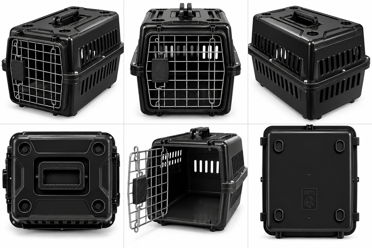 Hard-Shell Pet Carrier with Metal Door for Cats & Small Dogs