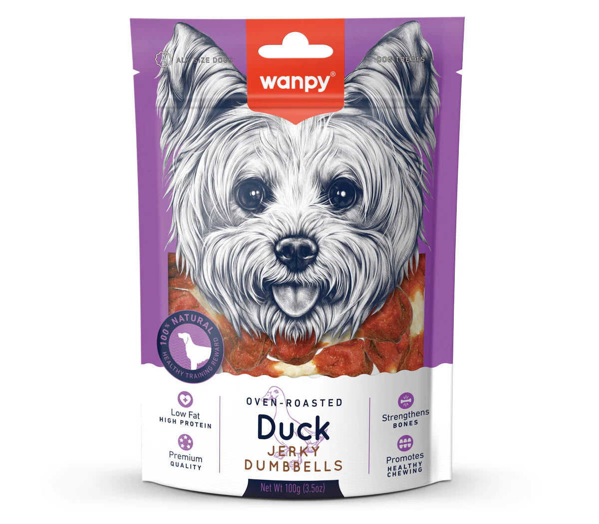 Wanpy Duck Jerky Dumbbells Dog Treats 100G