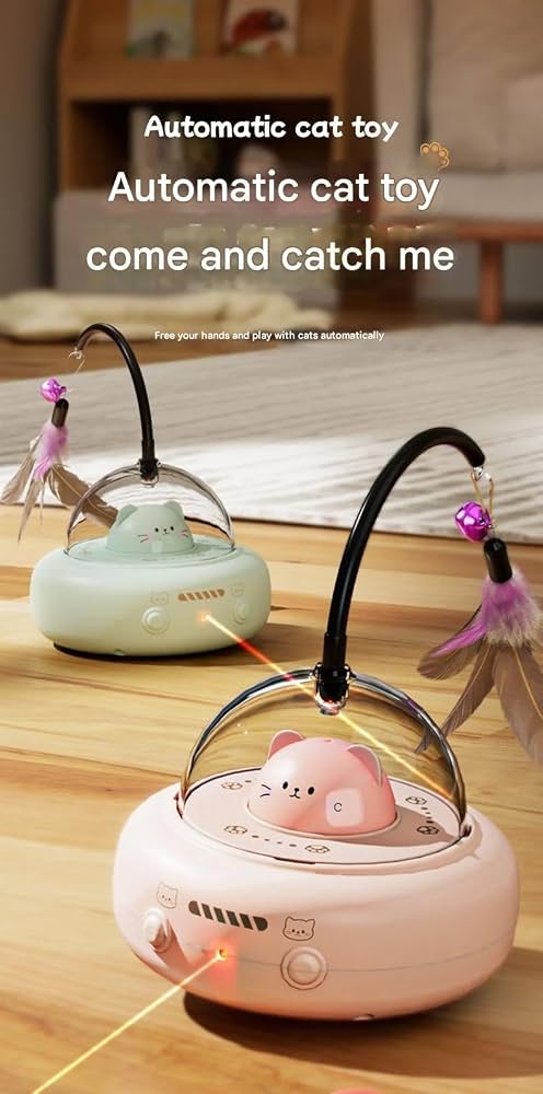 Automatic Cat Teaser Toy - Interactive Cat Toy with Laser - Random Color