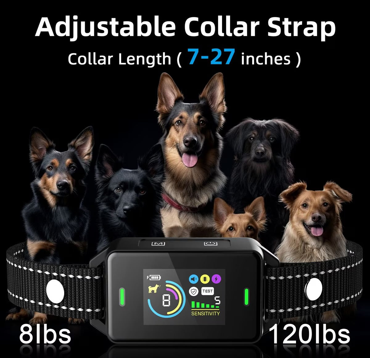 Bousnic Smart Bark Collar Waterproof Automatic Bark Control Dog Training Collar, Black