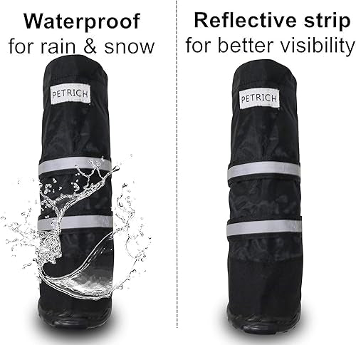 Payanwin Water Resistant Dog Boots Warm Lining Dog Shoes Anti-Slip Rubber Sole for Snow Winter,Sole Pet Paw Protectors(4Pcs) (XL, Black&yellow)