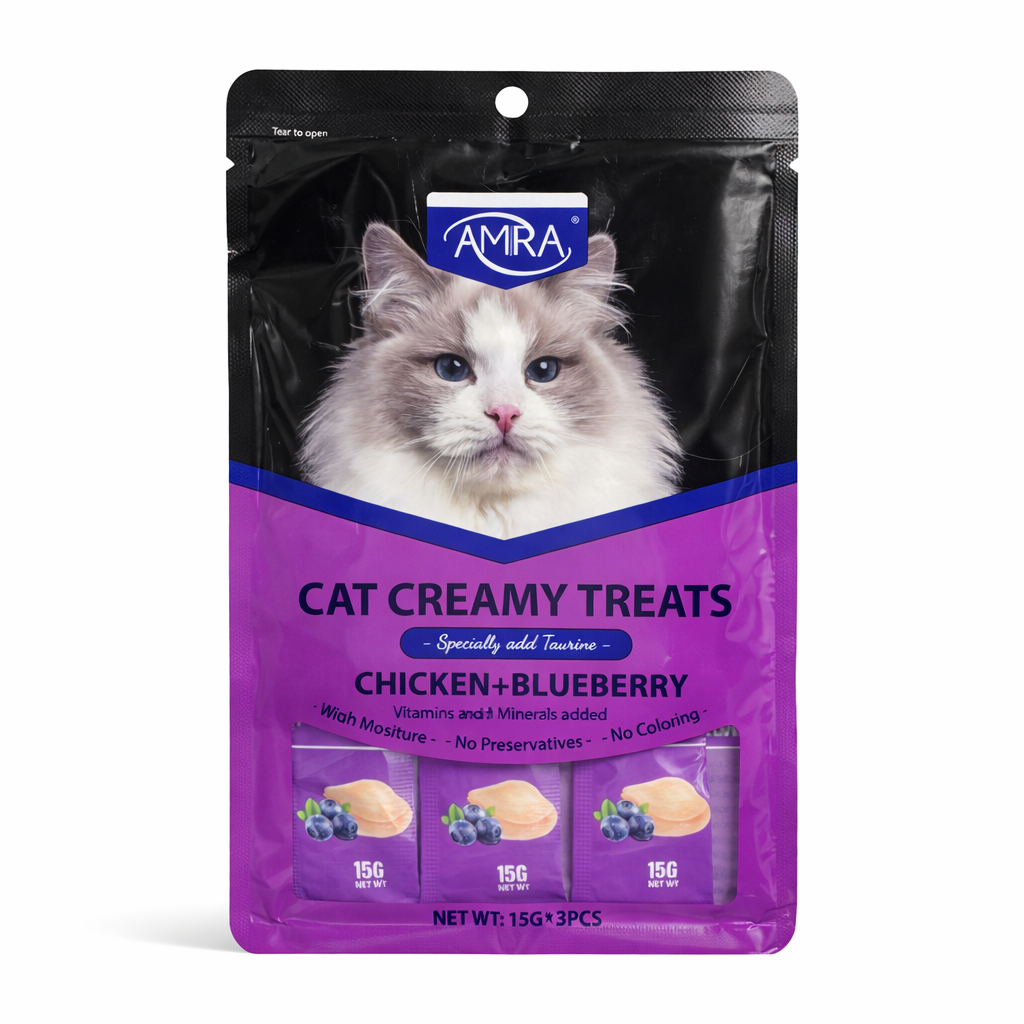 Amna Cat Creamy Treats with Blueberry & Chicken 15Gx5pcs