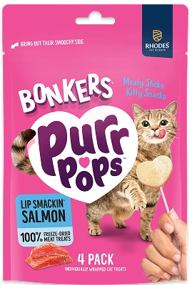 Bonkers Purrpops Cat Lollipop Treats with Salmon 4pcs