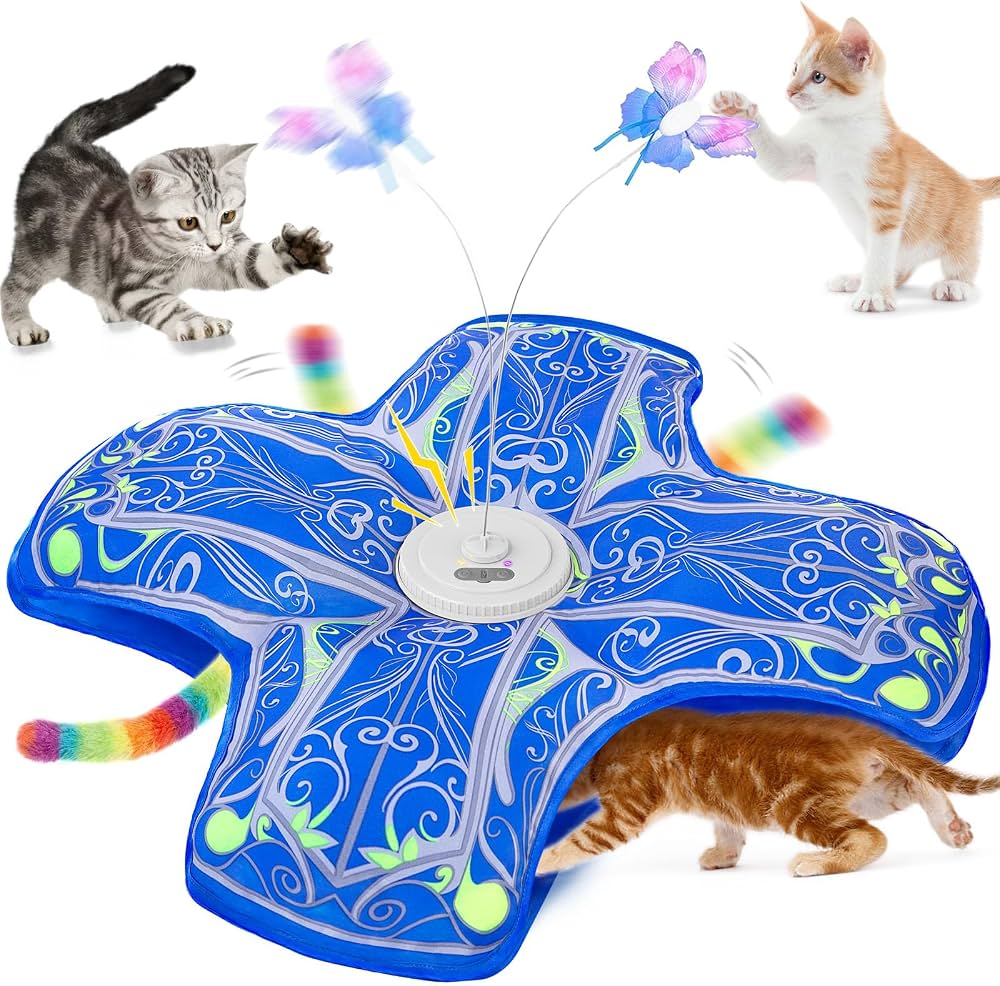 Interactive Cat Toy Rechargeable Touch Activated Hide and Seek Kitten Toy with Fluttering