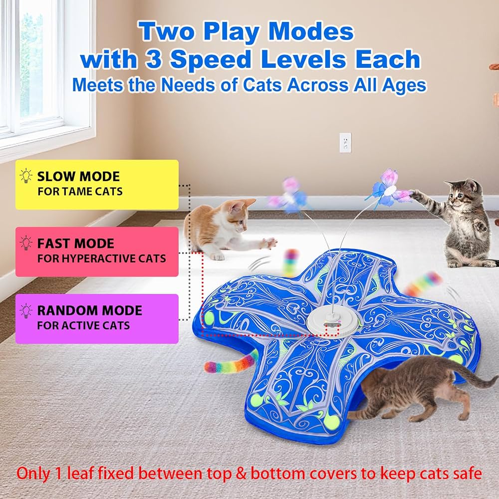 Interactive Cat Toy Rechargeable Touch Activated Hide and Seek Kitten Toy with Fluttering