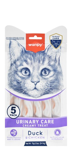 Wanpy Urinary Care Creamy Cat Treats with Chicken & Duck 5x14G