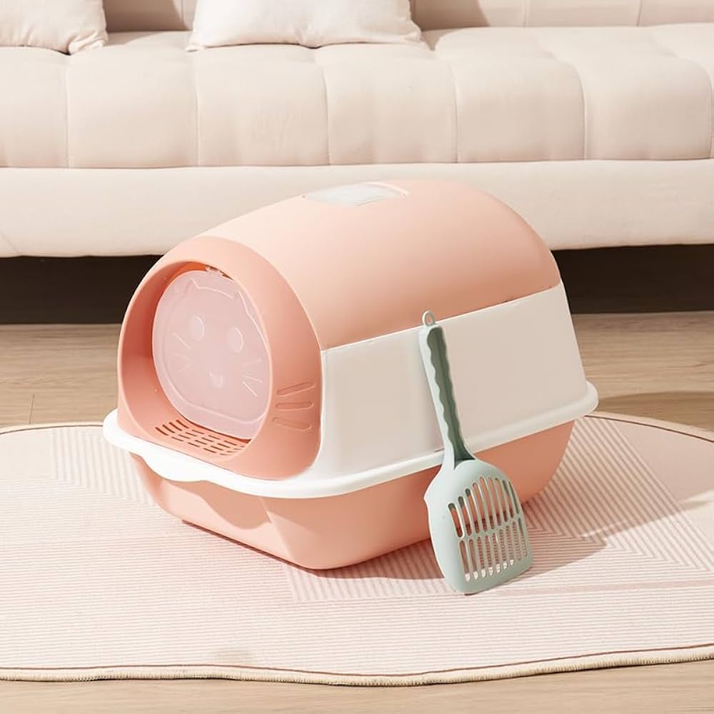 Cat Litter Box Closed Toilet Box with Groove Litter Box Closed for Cats Modern and Distinctive