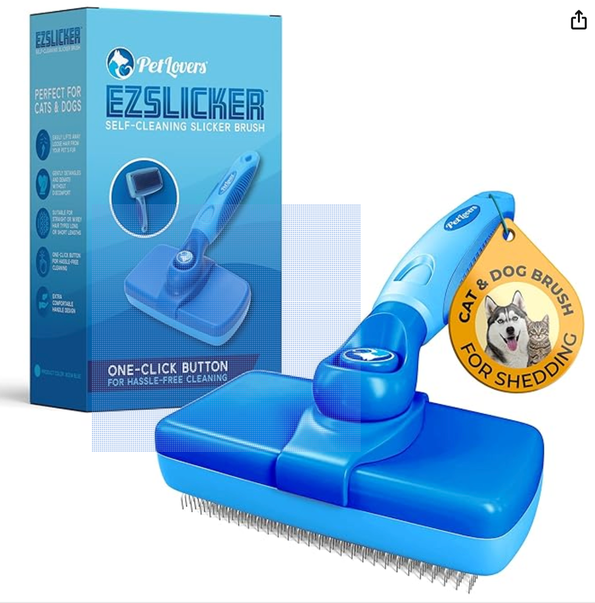 Pet Brush Self-Cleaning Slicker Brush for Cats Dogs Reduce Shedding Easy Clean