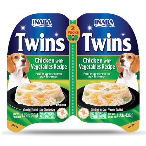 Inaba Twin Dog Wet Food with Chicken & Vegetables 2x35G