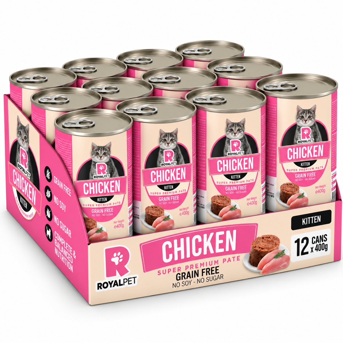 RoyalPet Chicken Kitten Cat Wet Food – 12 × 400g