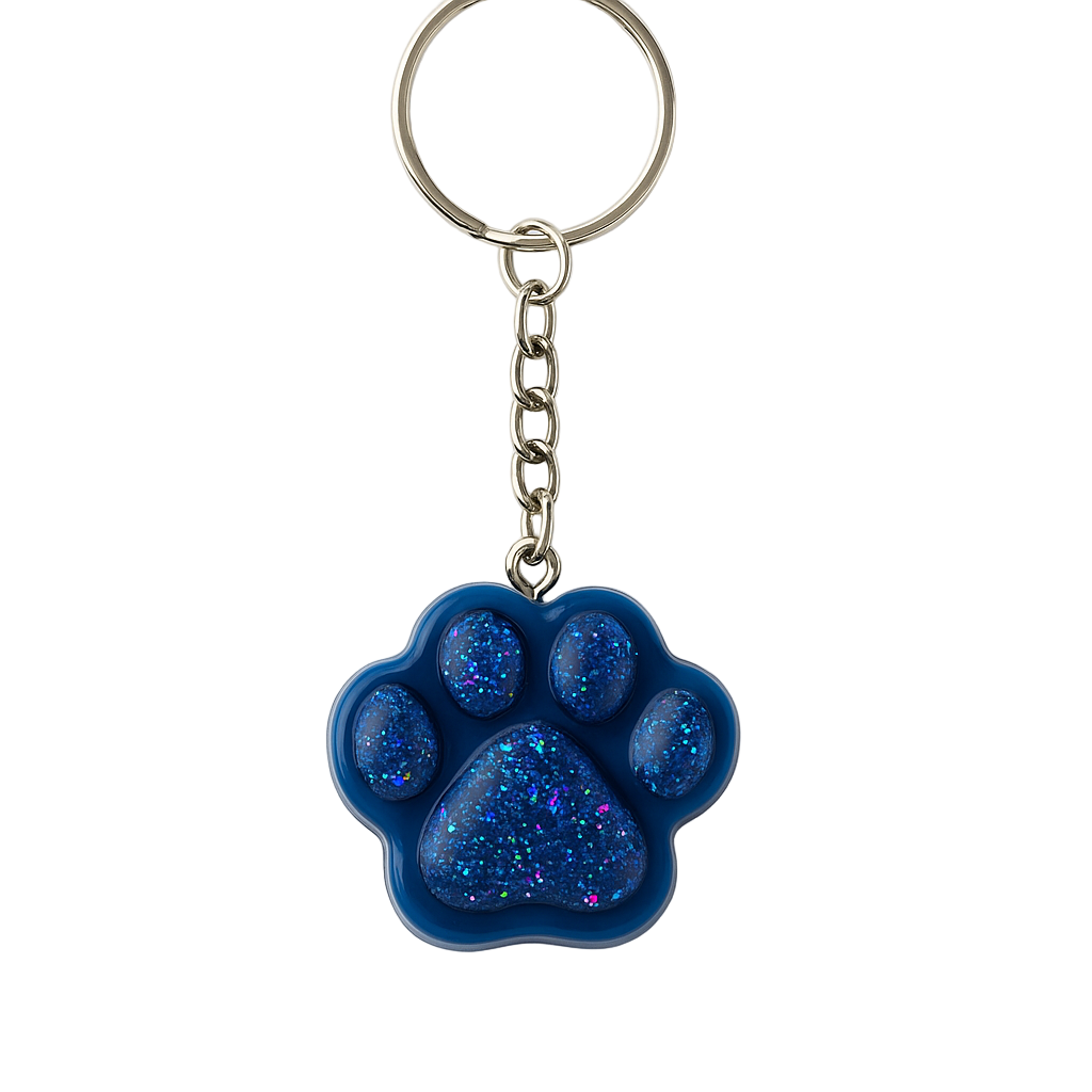 Blue Glitter Paw Keychain – Stylish Accessory for Pet Parents