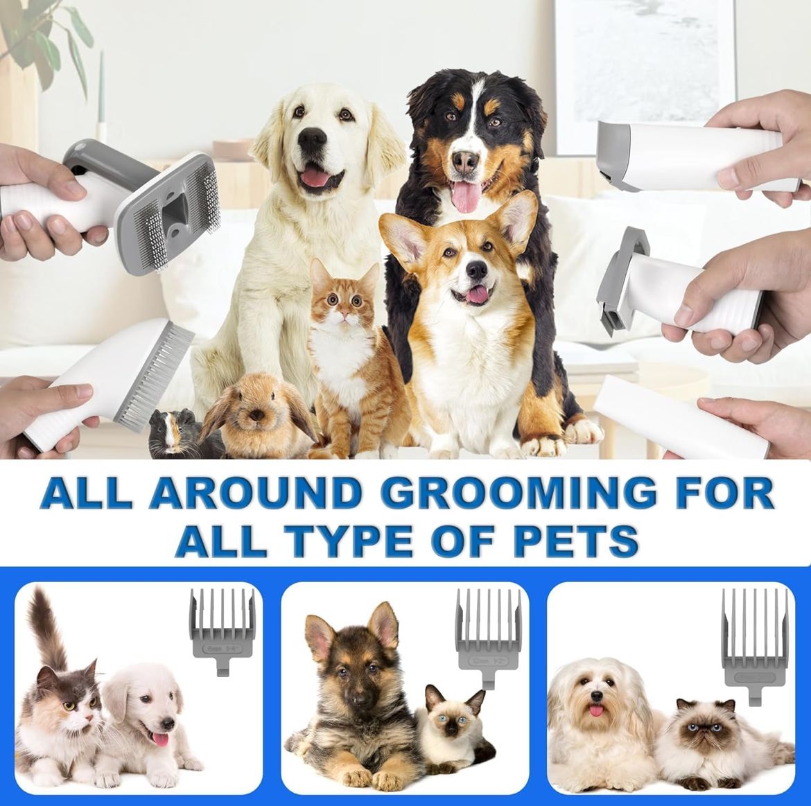 3-in-1 grooming kit: vacuum, dryer, and clippers