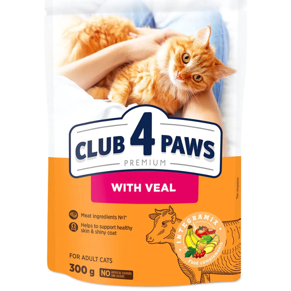 CLUB 4 PAWS PREMIUM for adult cats with Veal