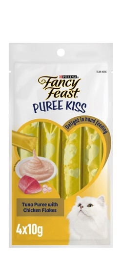 Purina Fancy Feast Tuna Puree Cat Liquid Treats with Chicken Flakes 4x10G