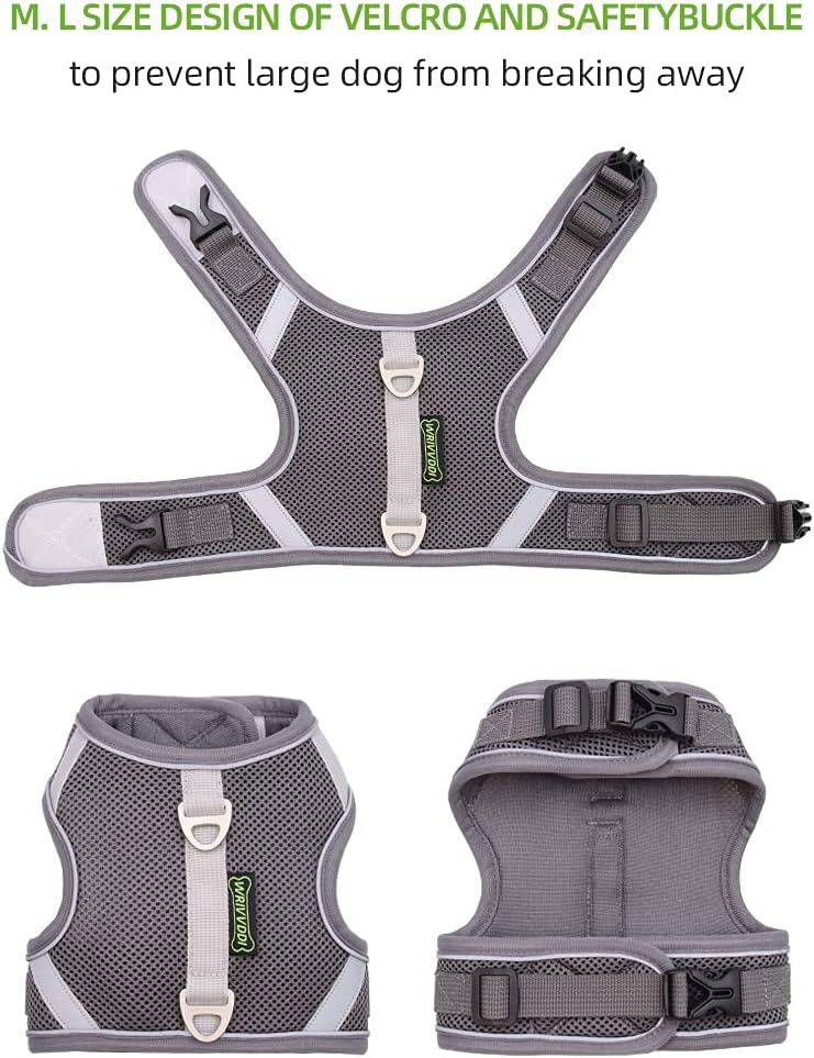 Adjustable Breathable Dog & Cat Harness with Leash M – Brown | No-Pull Reflective Pet Harness