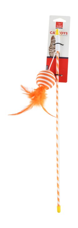 Nunbell Cat Toy Stick with Ball Orange