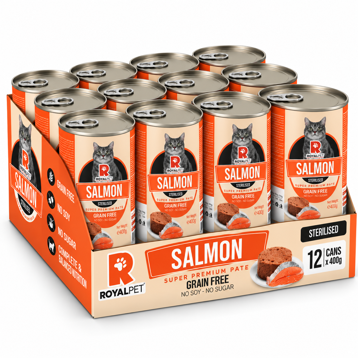 RoyalPet Salmon Sterilised Adult Cat Wet Food – 12 × 400g