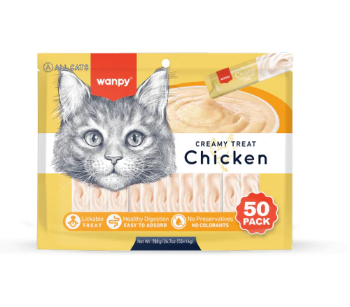 Wanpy Cat Creamy Treat Chicken Flavor - 50 Pack Bundle | Special Offer