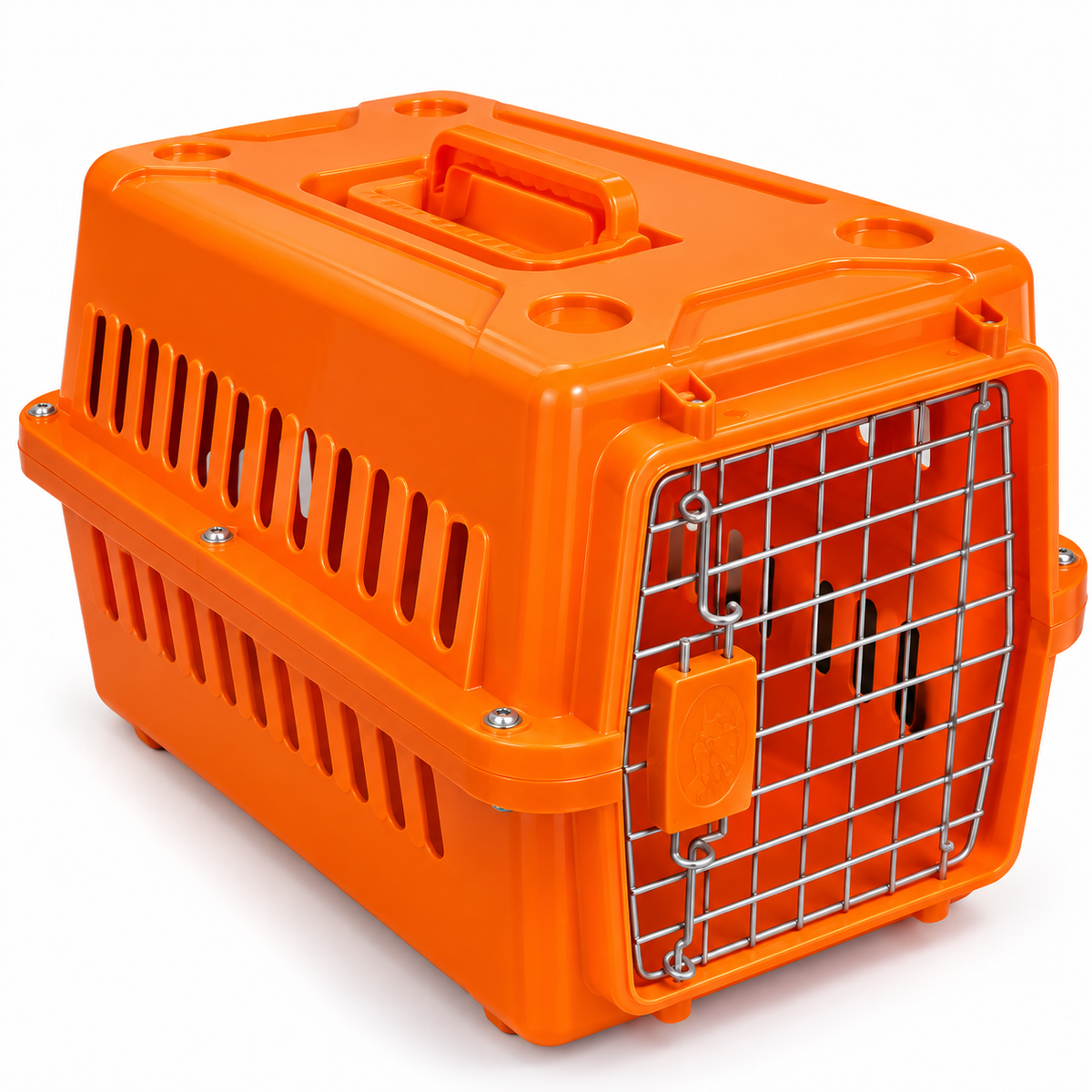 Hard-Shell Pet Carrier with Metal Door for Cats & Small Dogs