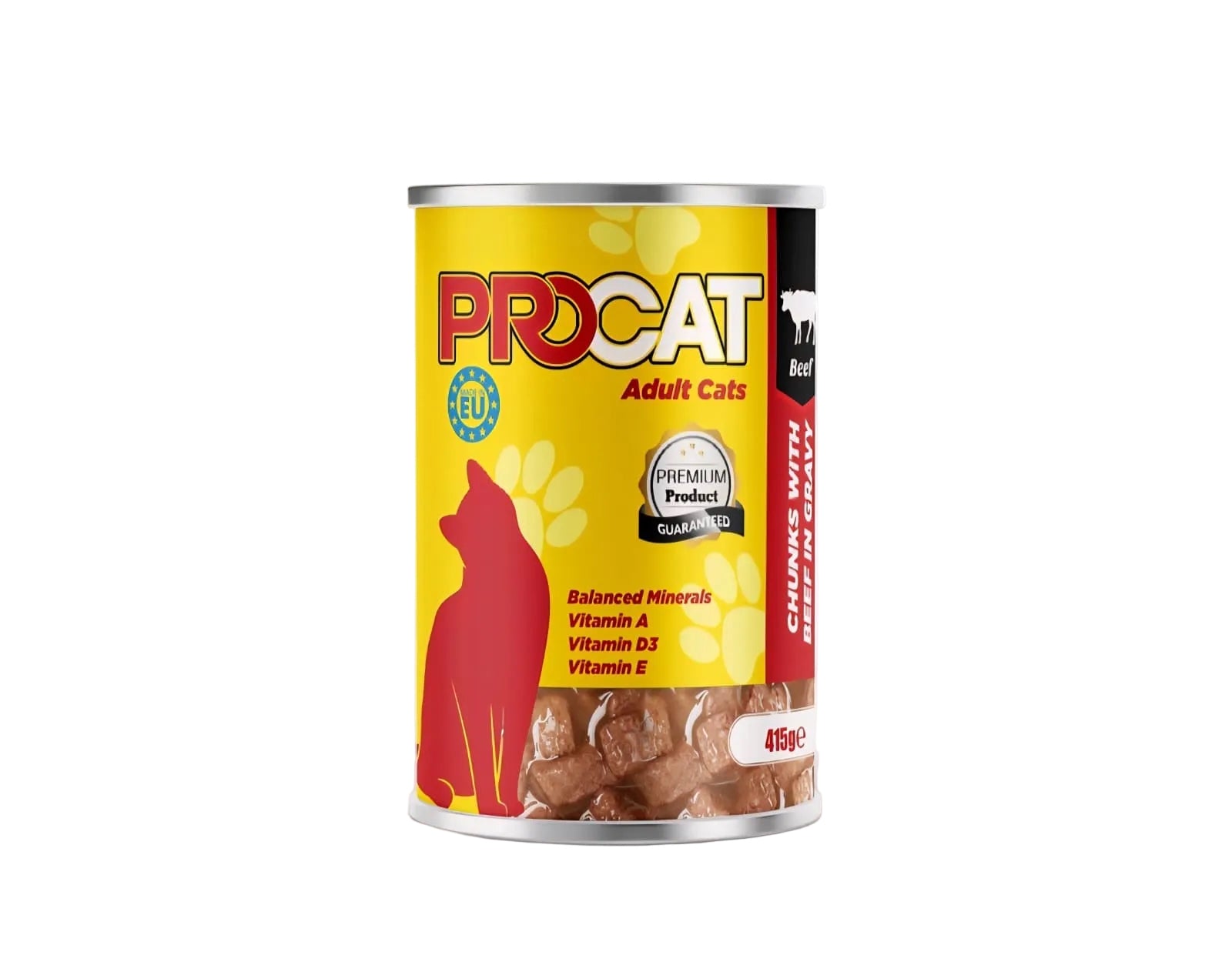 Pro Cat Wet Food For Adult in Chunks in Gravy with Beef 415G