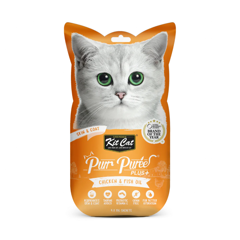 Kit Cat Purr Puree Plus+ Liquid Treat 4×15 gm with Different Flavors